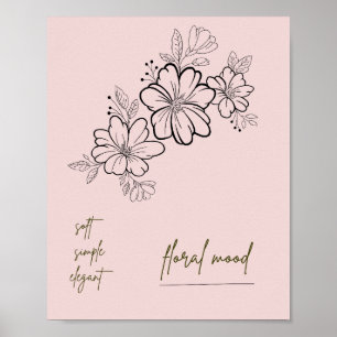 Sanft Einfaches Elegantes Florales Poster in Rosa