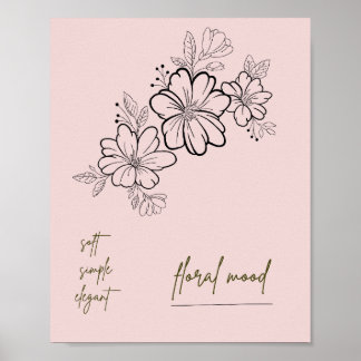 Sanft Einfaches Elegantes Florales Poster in Rosa