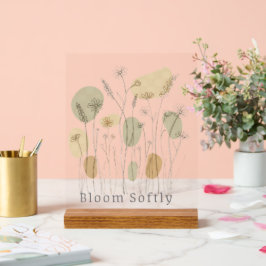 Sanft Erblühen - Minimalistische Wildblumen-Linien Acrylschild
