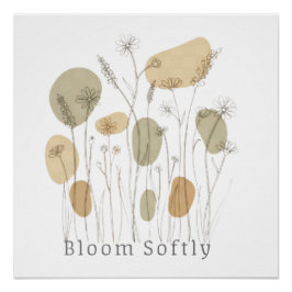 Sanft Erblühen - Minimalistische Wildblumen-Linien Poster