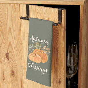 Sanft gedämpftes Salbeigrün Herbstliche Segnungen Geschirrtuch