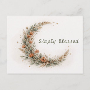 Sanft Neutrales Boho-Blumen-Halbmond-Muster Postkarte