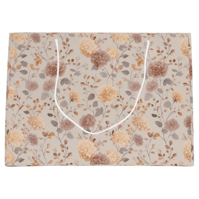 Sanft neutrales rosa beige Blumenmuster Große Geschenktüte (Vorderseite)