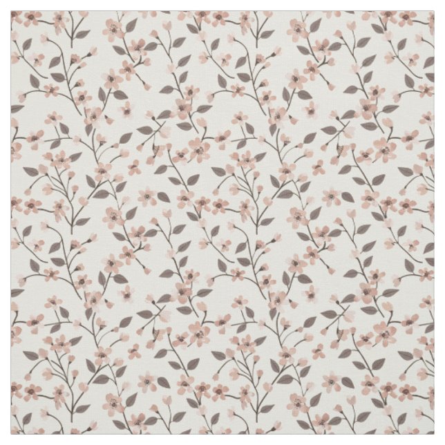 Sanft rosafarbenes Wildblumen-Blumenmuster im Boho Stoff (Muster)