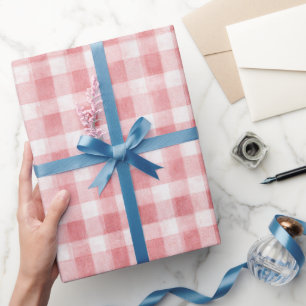 Sanft Weibliches Rosa Weiß Kariert Streifen Geburt Geschenkpapier