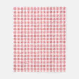 Sanft Weibliches Rosa Weißes Karo Streifen Fleecedecke