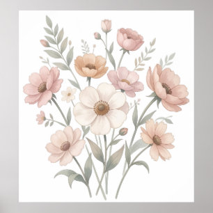 Sanfte Anemonen-Sträußchen-Aquarell-Zartheit Poster