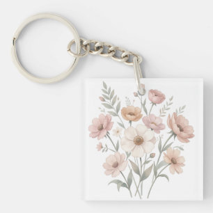 Sanfte Anemonen-Sträußchen-Aquarell-Zartheit Schlüsselanhänger