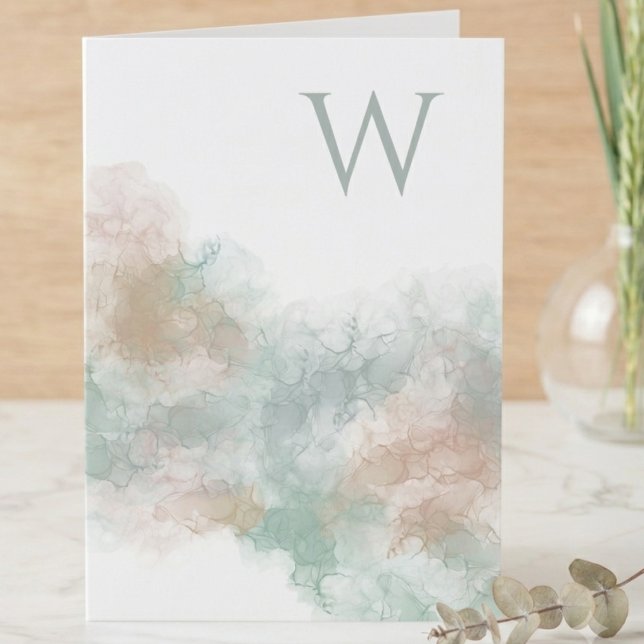 Sanfte Aquarell-Abstrakte Initiale (Elegant watercolor initial note card perfect for birthday greetings or thoughtful thank-you notes.)