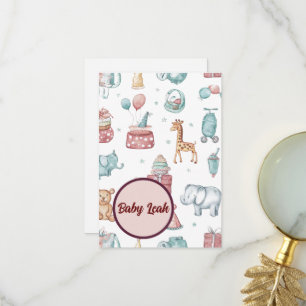 Sanfte Aquarell-Baby-Shower-Karte   Name des Babys Dankeskarte