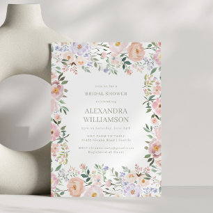 Sanfte Aquarell-Blumen Hochzeitsdusche in Pastellr Einladung