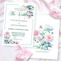 Sanfte Aquarell-Rosé-Blumenhochzeit