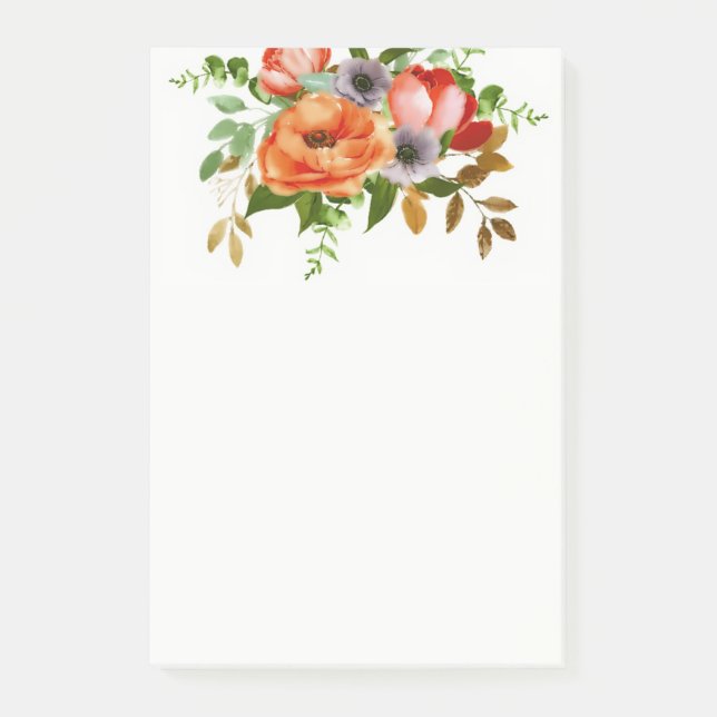 Sanfte Aquarellblumen Post-it Klebezettel (Vorderseite)