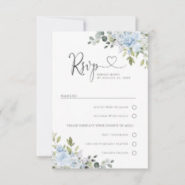 Sanfte Blaue Botanische Hochzeit mit Essenswahl RS RSVP Karte