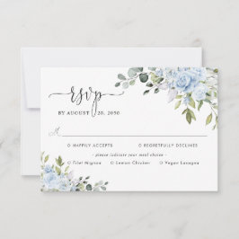 Sanfte Blaue Botanische Hochzeit mit Essenswahl RSVP Karte