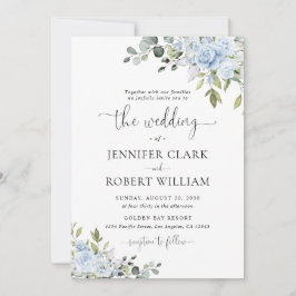 Sanfte Blaue Botanische Hochzeitseinladung Einladung