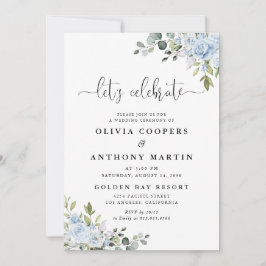 Sanfte Blaue Botanische Hochzeitseinladung Einladung