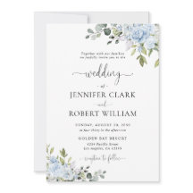 Sanfte Blaue Botanische Hochzeitseinladung