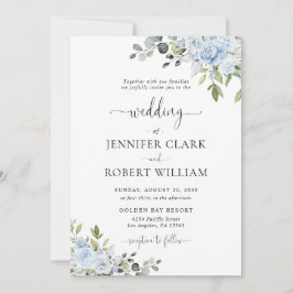 Sanfte Blaue Botanische Hochzeitseinladung Einladung