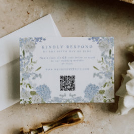 Sanfte blaue Hochzeit mit Blumenmuster RSVP Karte