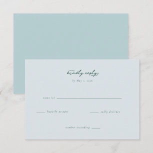 Sanfte Blaue Minimalistische Kalligrafie RSVP Karte