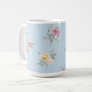 Sanfte Blaue Rosen-Aquarell-Blumen Kaffeetasse