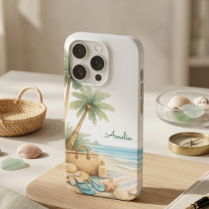 Sanfte Blaue Strandsereität Minimal Elegante Küste iPhone 15 Pro Hülle