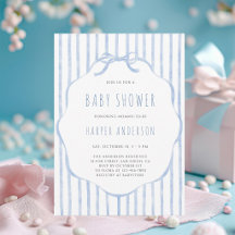 Sanfte blaue Streifen mit Rahmen Jungen-Baby-Party