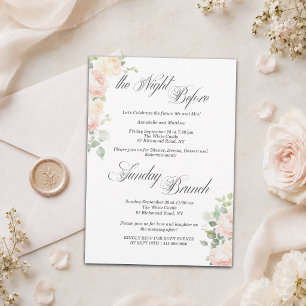 Sanfte Blush-Rosen Probeessen und Sonntagbrunch Einladung