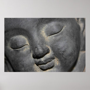 Sanfte Buddha-Gesichtssteinskulptur Poster
