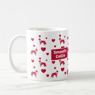 Sanfte Collie-Tasse mit roten Herzen Kaffeetasse