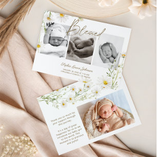Sanfte Daisy-Blüten-Blumen-Segen-Baby-Foto-Geburt Ankündigung