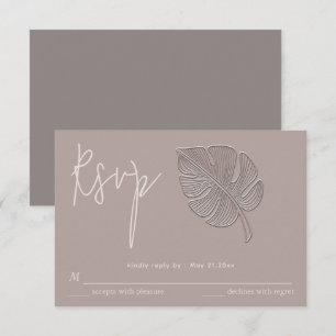 Sanfte einfache geprägte tropische Blatt-RSVP RSVP Karte