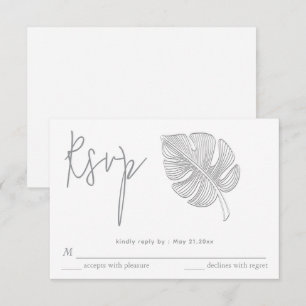Sanfte einfache geprägte tropische Blatt-RSVP RSVP Karte