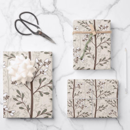Sanfte Elegante Erdige Florale Silhouetten Geschenkpapier Set