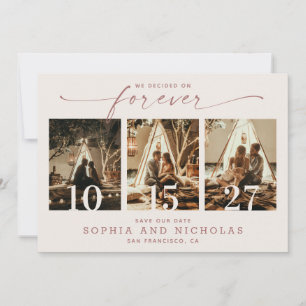 Sanfte Elfenbein-Eleganz Hochzeit Drei-Foto-Mode Save The Date