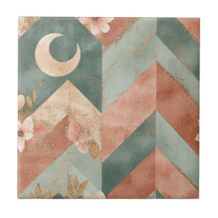 Sanfte, erdtonige Floral-Chevron mit Monden Fliese