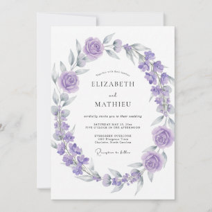 Sanfte Flieder-Veilchen-Kranz-Hochzeit Einladung