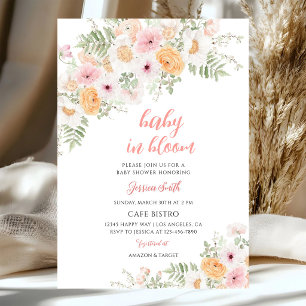 Sanfte florale Babyparty Einladung