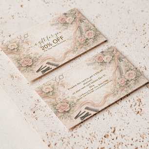 Sanfte florale Friseurgeschäft Rabattkarte