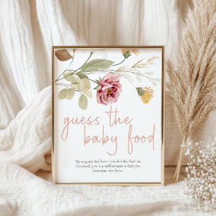 Sanfte Florale Rate-das-Babyfood-Baby-Party-Spiel Poster