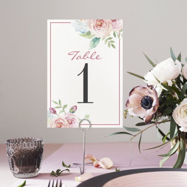 Sanfte florale Romantische Grünanlage Hochzeit Tis Tischnummer (Von Creator hochgeladen)