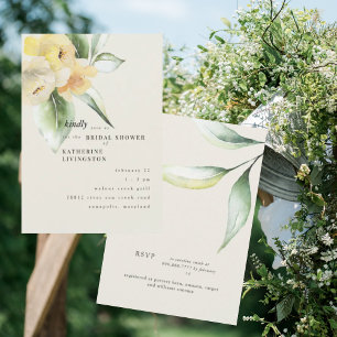 Sanfte gelbe Blumen-Cream-Braut-Shower  Einladung