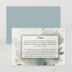 Sanfte goldene staubige blaue romantische Hochzeit Begleitkarte