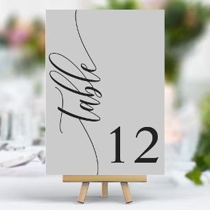 Sanfte graue moderne Kalligrafie-Hochzeit Tischnummer