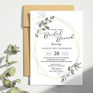 Sanfte Greenery Watercolor Leaf Rahmen & Blume Einladung