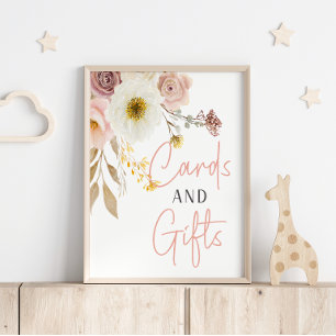 Sanfte Herbst-Frühlings-Blumen-Baby-Shower-Karten- Poster