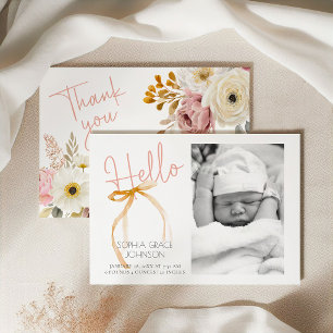 Sanfte Herbstdurchbruch-Blumen-Baby-Fotoankündigun Einladung