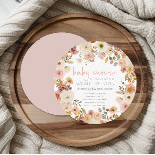 Sanfte Herbstrunden-Blumen-Babyparty im Frühling Einladung