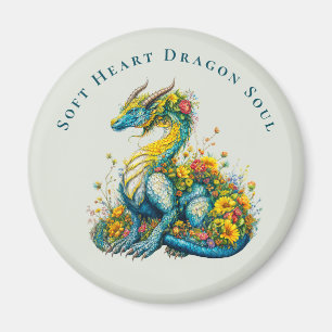 Sanfte Herz Drachenseele Whimsische Blumen-Drachen Magnet